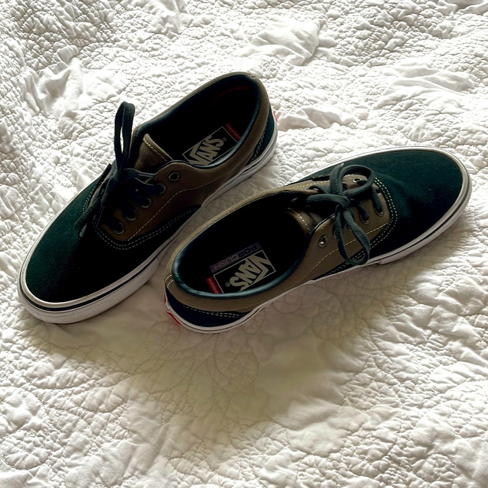 Vans two-tone green lace-up shoes, worn maybe 3 times